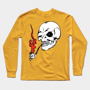 EVIL SKULL SMOKING A PIPE Long Sleeve T-Shirt